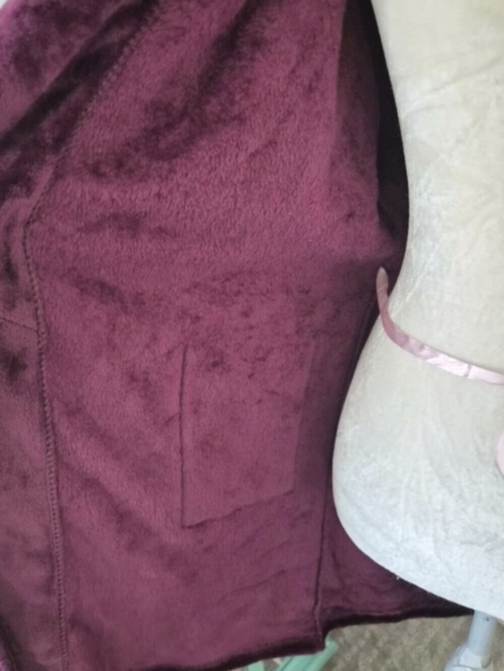 Juicy Couture Plush Fleece Robe Y2K Pink Logo Burgundy S/M - Picture 6 of 8
